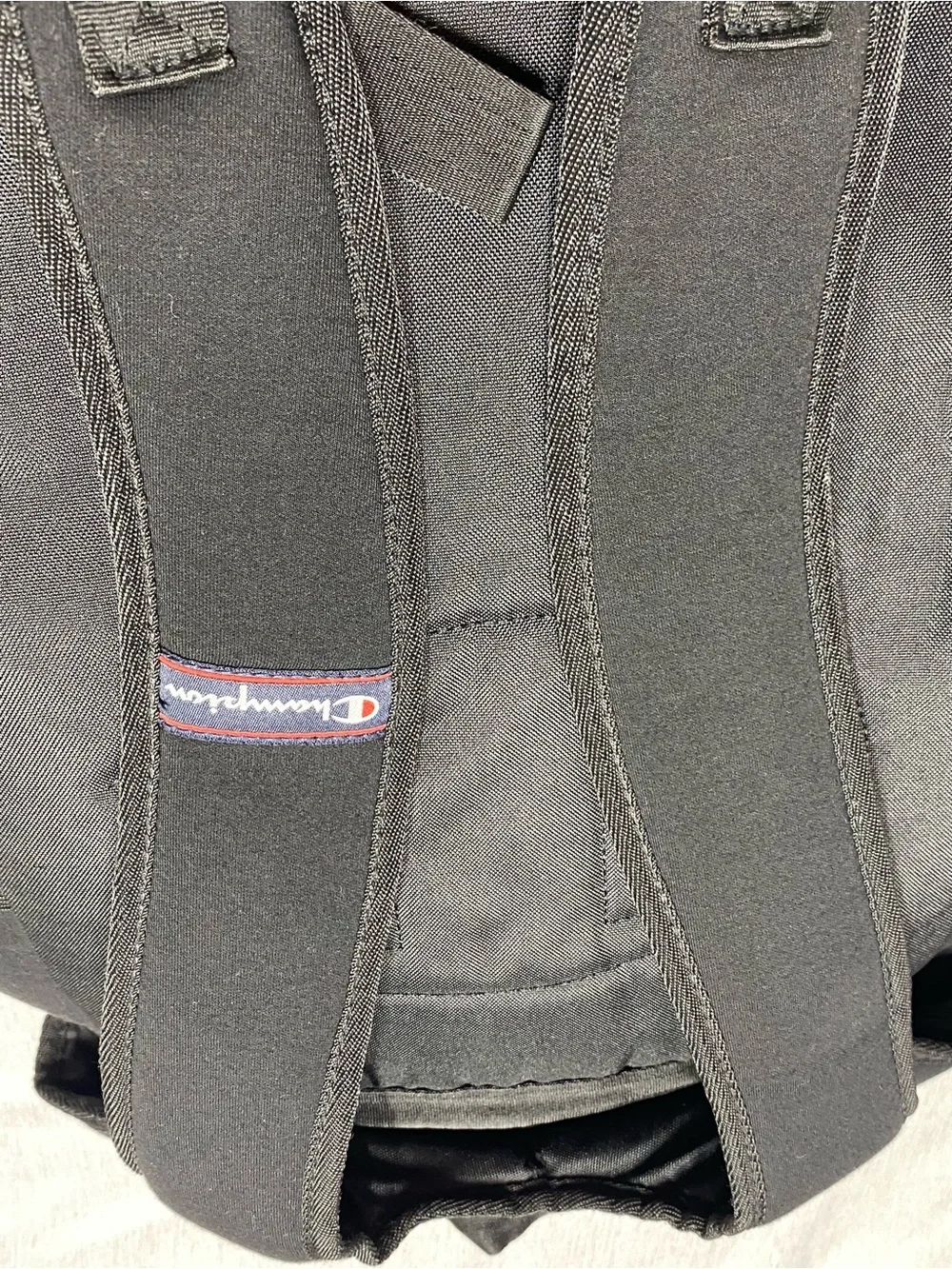 Champion Black Backpack with Red Logo Accent